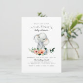 Rustisch Baby shower met flessenroze olifant Kaart (Staand voorkant)
