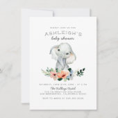 Rustisch Baby shower met flessenroze olifant Kaart (Voorkant)