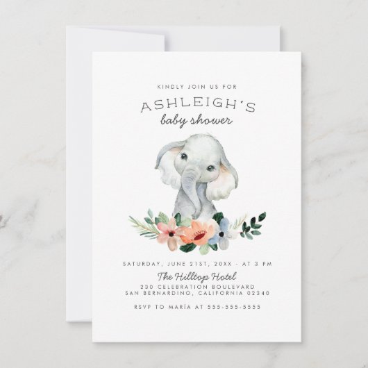 Rustisch Baby shower met flessenroze olifant Kaart (Voorkant)