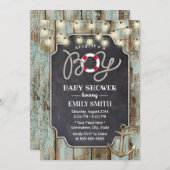 Rustisch Baby shower met houten goudanker Nautical Kaart (Voorkant / Achterkant)