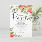 Rustisch Baby shower met kleine peach Kaart (Staand voorkant)