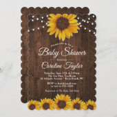 Rustisch Baby shower met String Lights Kaart (Voorkant / Achterkant)