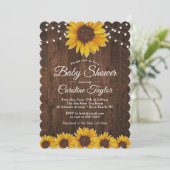 Rustisch Baby shower met String Lights Kaart (Staand voorkant)