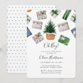 Rustisch Baby shower met winterblauw met kerstmis Kaart (Voorkant / Achterkant)