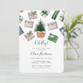 Rustisch Baby shower met winterblauw met kerstmis Kaart (Staand voorkant)