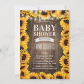 Rustisch Baby shower met zonnebloemen omwoeld Kaart (Voorkant)