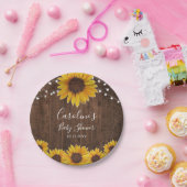 Rustisch Baby shower met zonnebloemen, taarten Papieren Bordje (Feest)