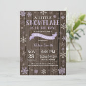 Rustisch Baby shower Paarse sneeuwvlok Kaart (Staand voorkant)