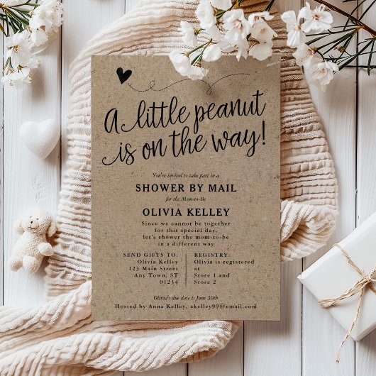 Rustisch Baby shower PER MAIL, Little Peanut, Kraf Kaart