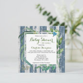 Rustisch Baby shower per post Waterverf Groene Flo Kaart (Staand voorkant)
