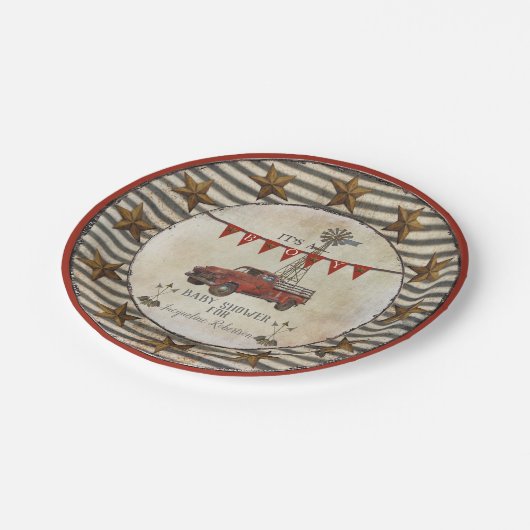 Rustisch Baby shower  Truck Windmill Boerderij Papieren Bordje (Gekanteld)