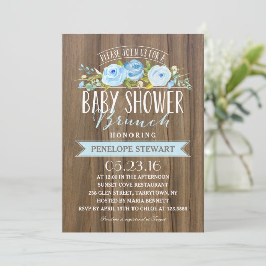 Rustisch Baby shower | Uitnodiging tot Baby shower (Staand voorkant)