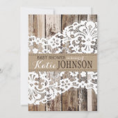 Rustisch Baby shower van Barn Wood Lace Kaart (Achterkant)