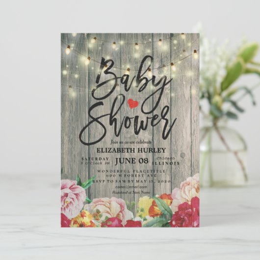 Rustisch Baby shower van de Koord van het Hout van Kaart (Staand voorkant)