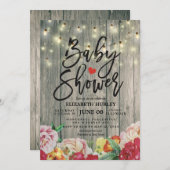 Rustisch Baby shower van de Koord van het Hout van Kaart (Voorkant / Achterkant)