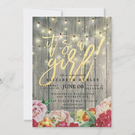 Rustisch Baby shower van de Koord van het Hout van Kaart (Voorkant)