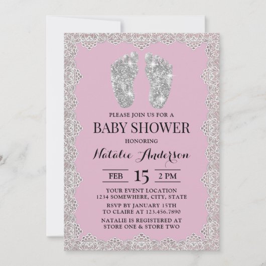 Rustisch Baby shower van de roze roze omhulling va Kaart (Voorkant)
