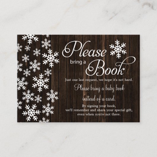 Rustisch Baby shower van de Wintersport Informatiekaartje (Voorkant)