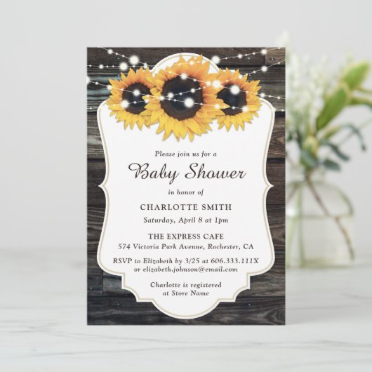 Rustisch Baby shower van hout Kaart (Staand voorkant)