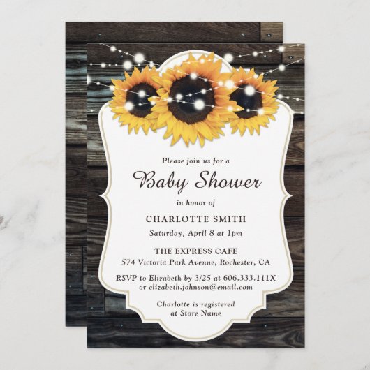 Rustisch Baby shower van hout Kaart (Voorkant / Achterkant)