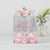 Rustisch Baby shower van hout Roze pink 2 Kaart (Staand voorkant)