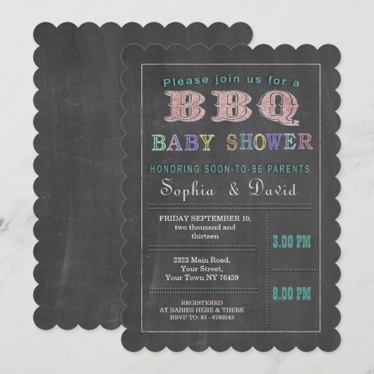 Rustisch Baby shower van kleurrijk karton Barbecue Kaart (Voorkant / Achterkant)