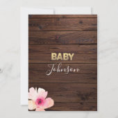 Rustisch Baby shower van landhout - Floral roze go Kaart (Achterkant)