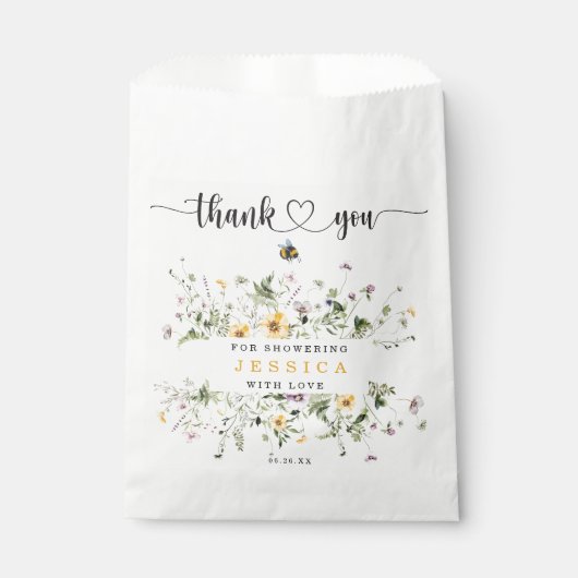 Rustisch Baby shower van wilde bloemen Bedankzakje (Voorkant)