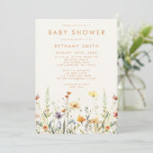 Rustisch Baby shower van wilde bloemen Kaart (Staand voorkant)