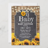 Rustisch Baby shower van zonnebloemen Chalkboard Kaart (Voorkant)
