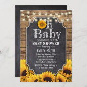 Rustisch Baby shower van zonnebloemen Chalkboard Kaart (Voorkant / Achterkant)