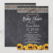 Rustisch Baby shower van zonnebloempitten van wijn Kaart (Voorkant / Achterkant)