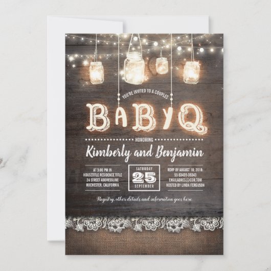 Rustisch Baby shower voor BaByQ-paren Kaart (Voorkant)