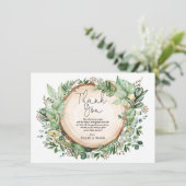 Rustisch Baby shower voor botanische groenbossen Bedankkaart (Staand voorkant)