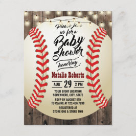 Rustisch Baby shower voor honkbalschout Kaart