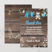 Rustisch Baby shower voor houten wasgoed Bedankkaart (Voorkant / Achterkant)