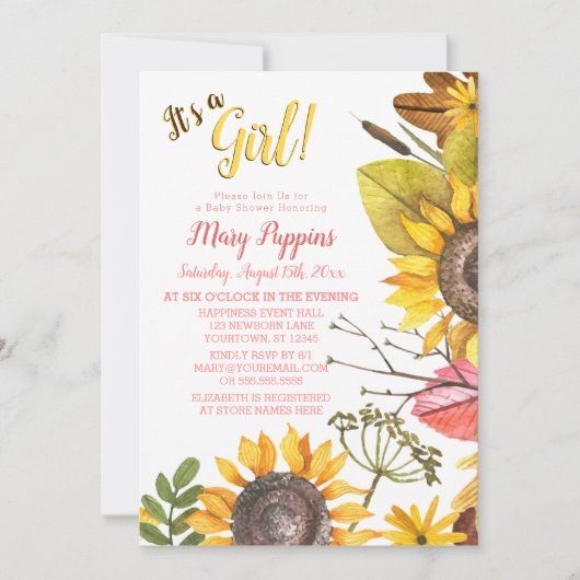 Rustisch Baby shower voor zonnebloem Kaart (Voorkant)