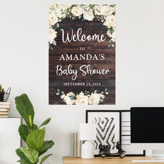Rustisch baby shower-welkomstbord poster (Thuiskantoor)