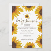 Rustisch Baby shower zonnebloem op hout Kaart (Voorkant)