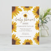 Rustisch Baby shower zonnebloem op hout Kaart (Staand voorkant)