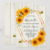 Rustisch Baby shower zonnebloemen wit hout Kaart (Voorkant / Achterkant)