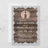Rustisch Baby van Laced Barn Wood Voet Baby shower Kaart (Voorkant)