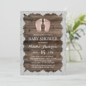 Rustisch Baby van Laced Barn Wood Voet Baby shower Kaart (Staand voorkant)