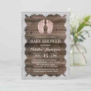 Rustisch Baby van Laced Barn Wood Voet Baby shower Kaart