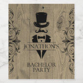 Rustisch Bachelor Party Wine Label Wijn Etiket (Enkel label)