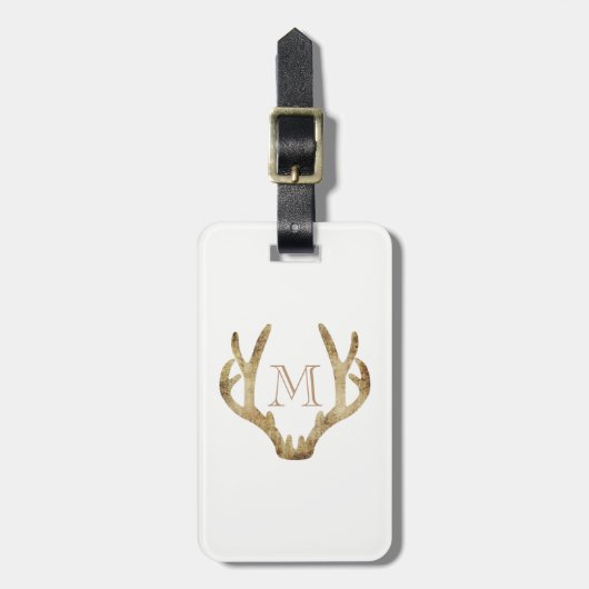 Rustisch Bagagelabel van Antler met lederriem (Voorkant verticaal)