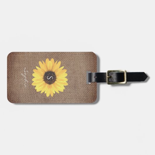 Rustisch Bagagelabel voor zonnebloemen, Monogram B (Voorkant horizontaal)