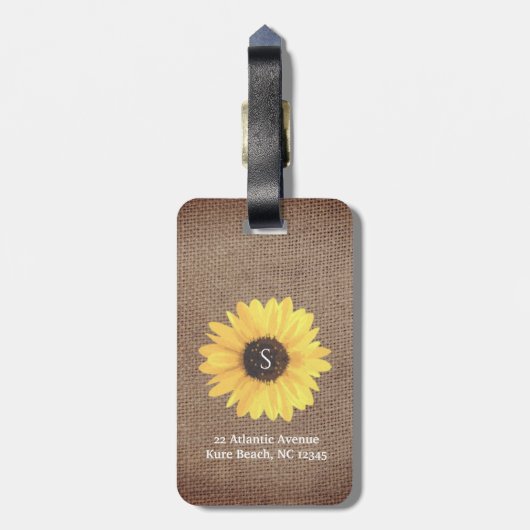 Rustisch Bagagelabel voor zonnebloemen, Monogram B (Achterkant verticaal)