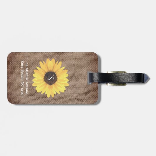 Rustisch Bagagelabel voor zonnebloemen, Monogram B (Achterkant horizontaal)