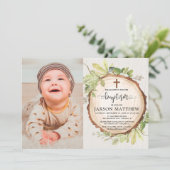 Rustisch baptisme fotobos herfst folium kaart (Staand voorkant)